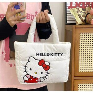 Hello Kitty Puffy Tote Bag – Sanrio Quilted Handbag for Women & Girls